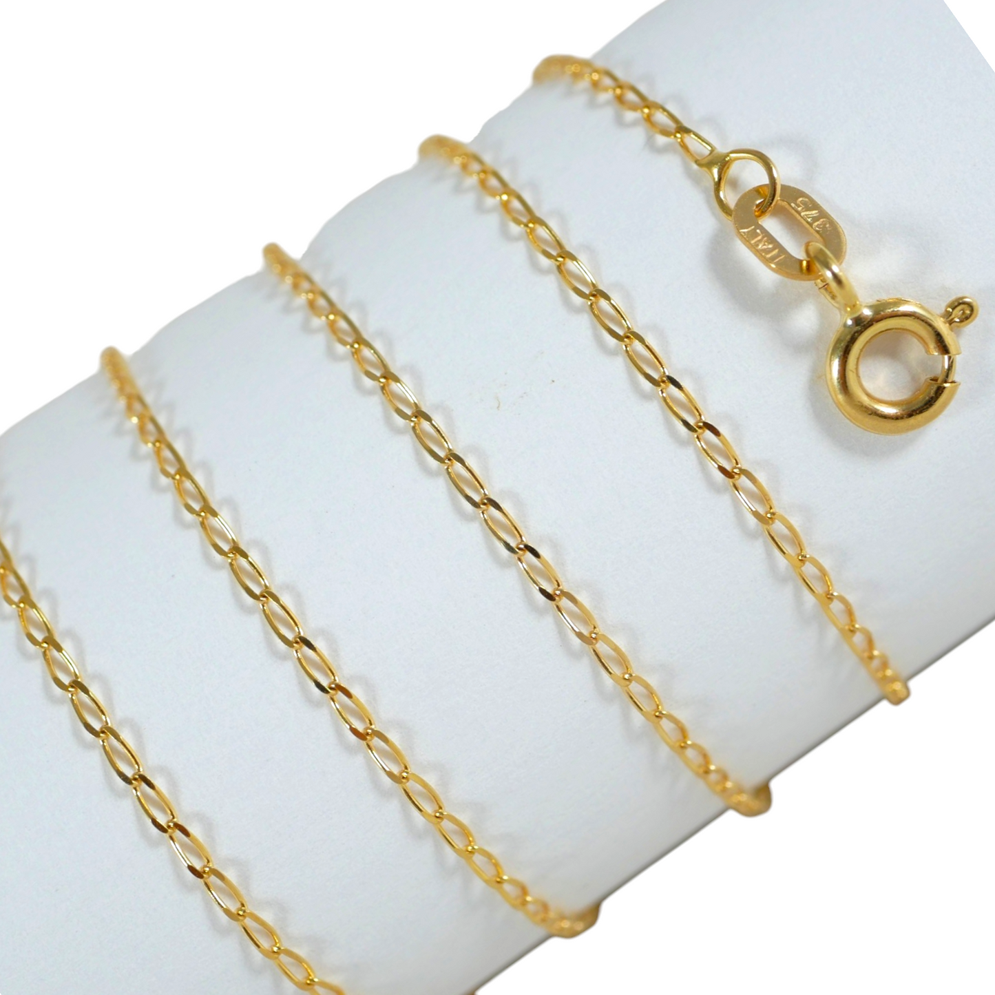 Italian Solid 9ct Yellow Gold 1mm Flat Long Curb Link 41cm 16" Necklace Chain