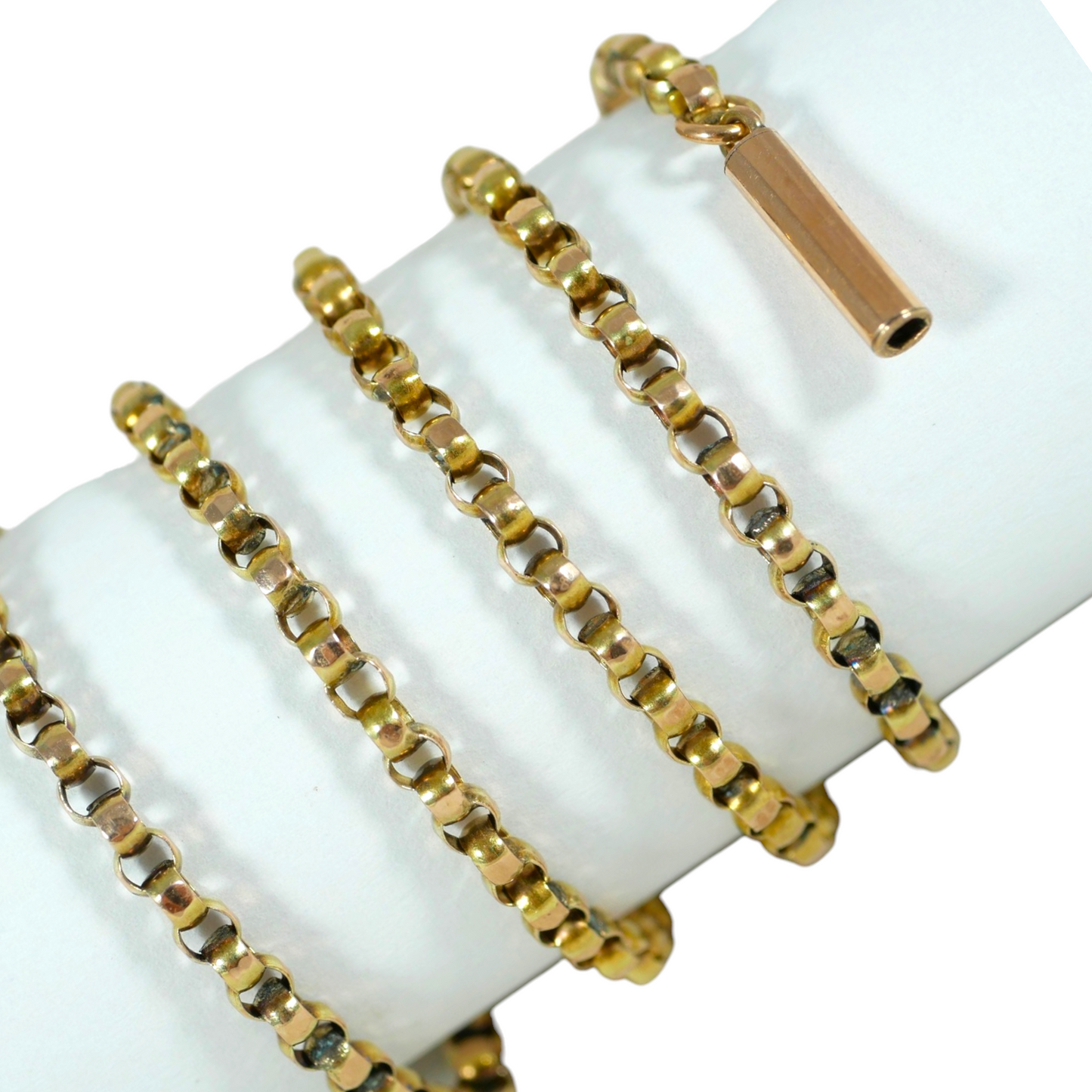 Antique 9ct Yellow Gold 2.5mm Belcher 45cm 17.5" Chain Necklace Barrel Clasp