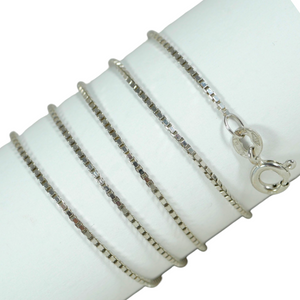 Italian Solid 9ct White Gold 1mm Box Link 45cm 17.5" Chain Necklace Bolt Clasp