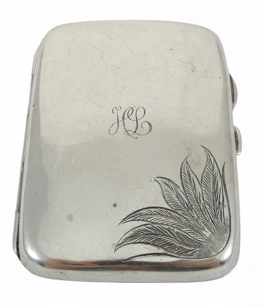Antique Art Deco 1920 W J Sanders Australian Sterling Silver Cigarette Card Case