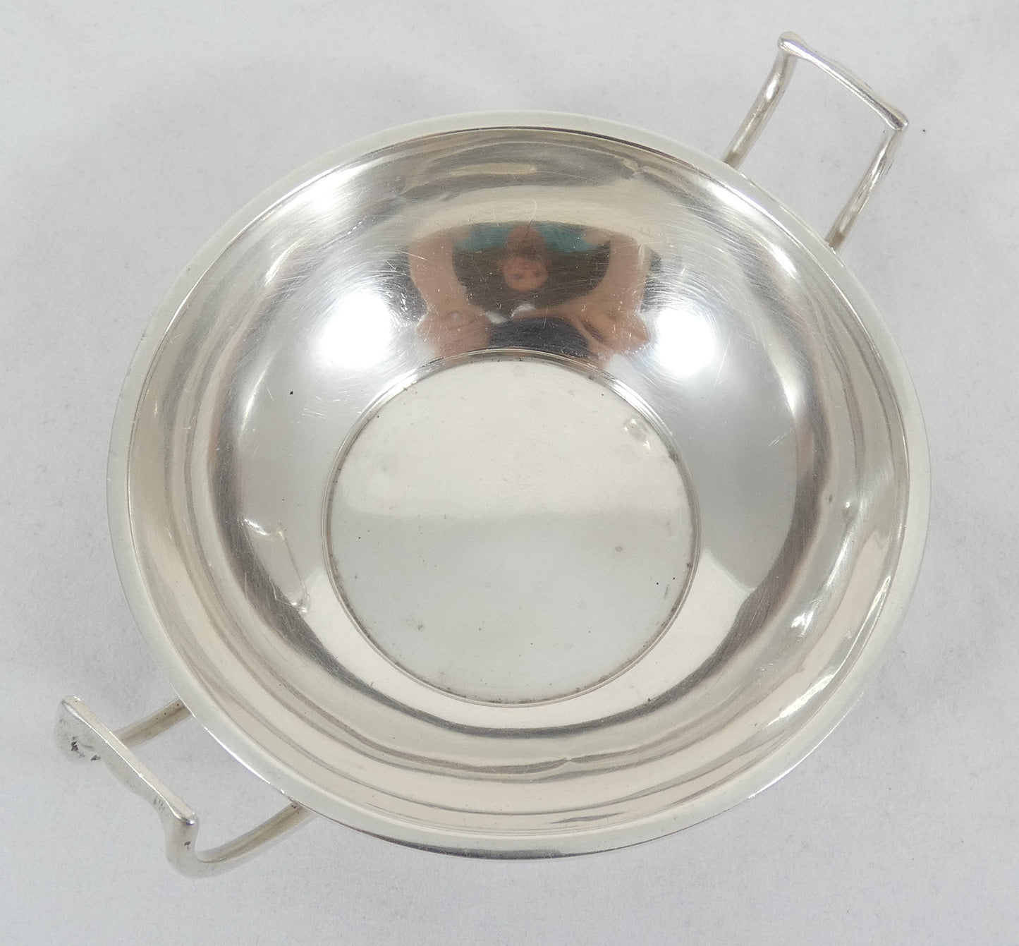 Antique Edwardian 1917 Sterling Silver Twin Handled Porringer Childs Bowl Dish