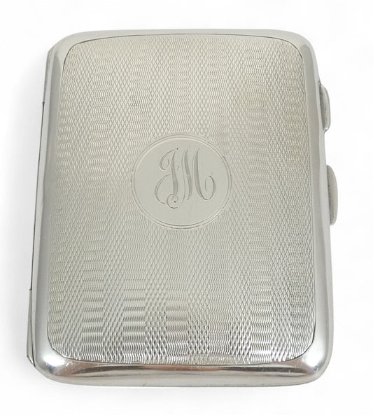 Antique Art Deco 1925 Sterling Silver Cigarette Card Case Box Engine Turned 925
