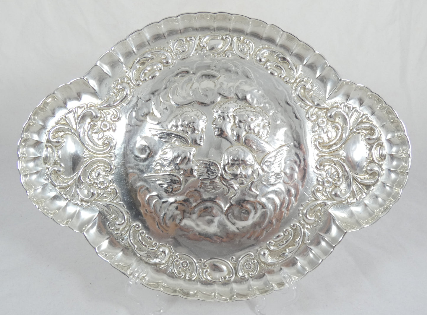Antique Edwardian 1913 Sterling Silver Reynolds Angels Dressing Table Tray Dish