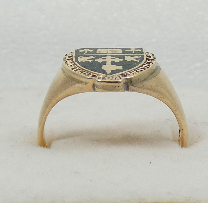 Vintage Solid 10ct Yellow Gold McGill Macdonald Mastery for Service Ring 8 P 56