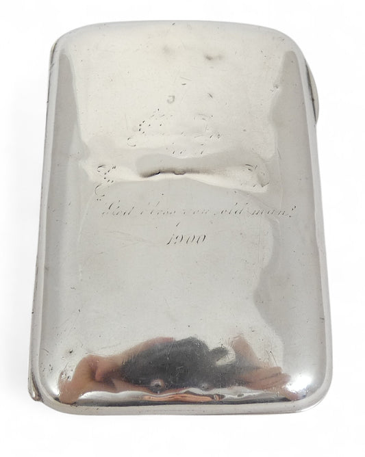 Antique Victorian 1898 Sterling Silver Cigarette or Small Card Case Hip Shape