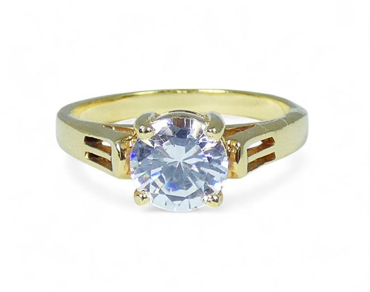 Modern Solid 9ct Yellow Gold 6.5mm CZ Solitaire Engagement Ring Size 6 L 51 375