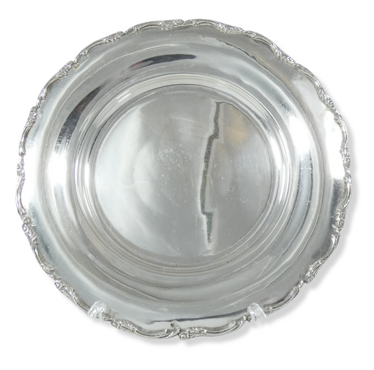 Antique 1942 Egyptian Sterling Solid 900 Silver 18cm 7" Heavy Plate Tray Salver
