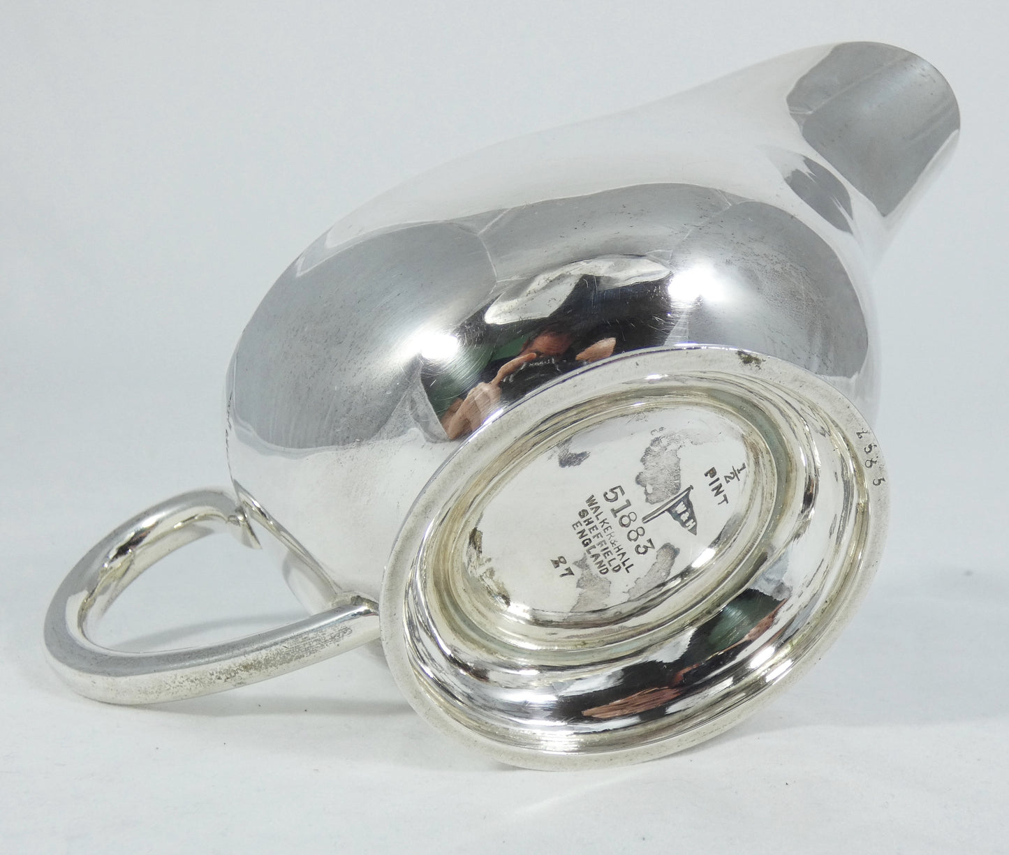 Antique Edwardian 1915 Large Sterling Silver Gravy Boat Sauce Jug Walker & Hall