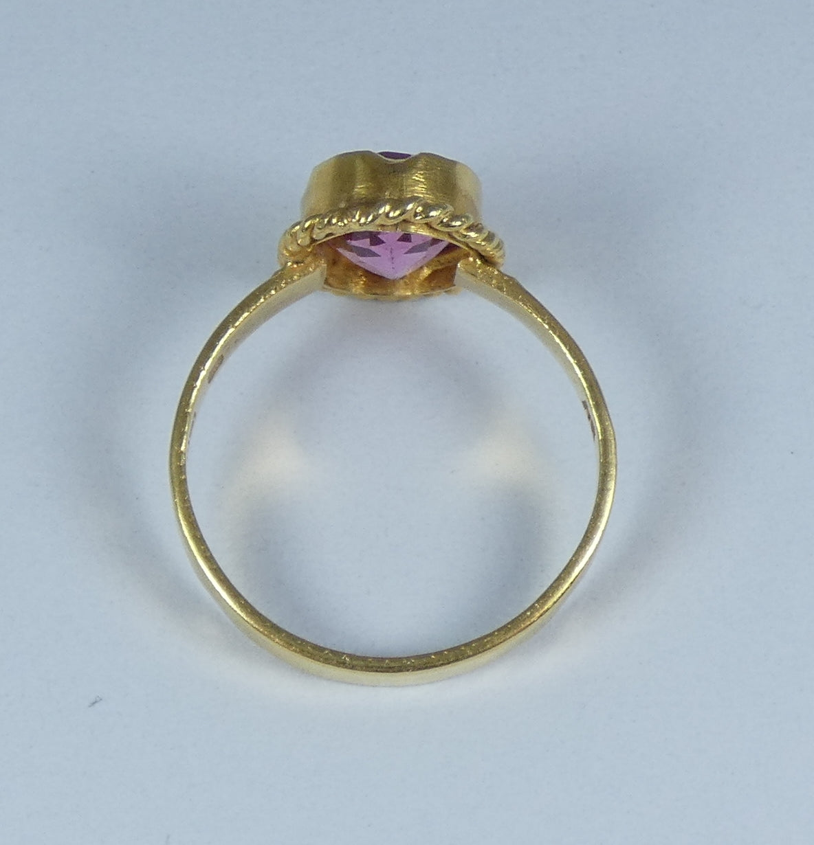 Vintage Solid 18ct Yellow Gold Pink Tourmaline Glass Cocktail Ring Size 7.5 O 55