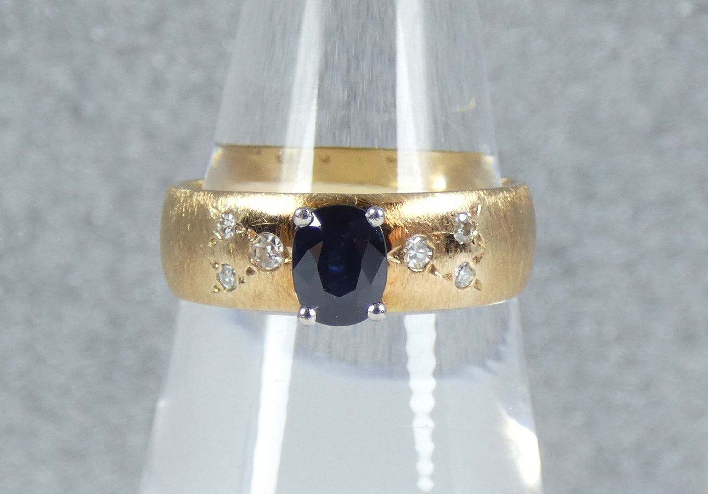 Vintage Solid 18ct Yellow Gold Natural Sapphire Diamond Dress Ring Size 6.5 M 52