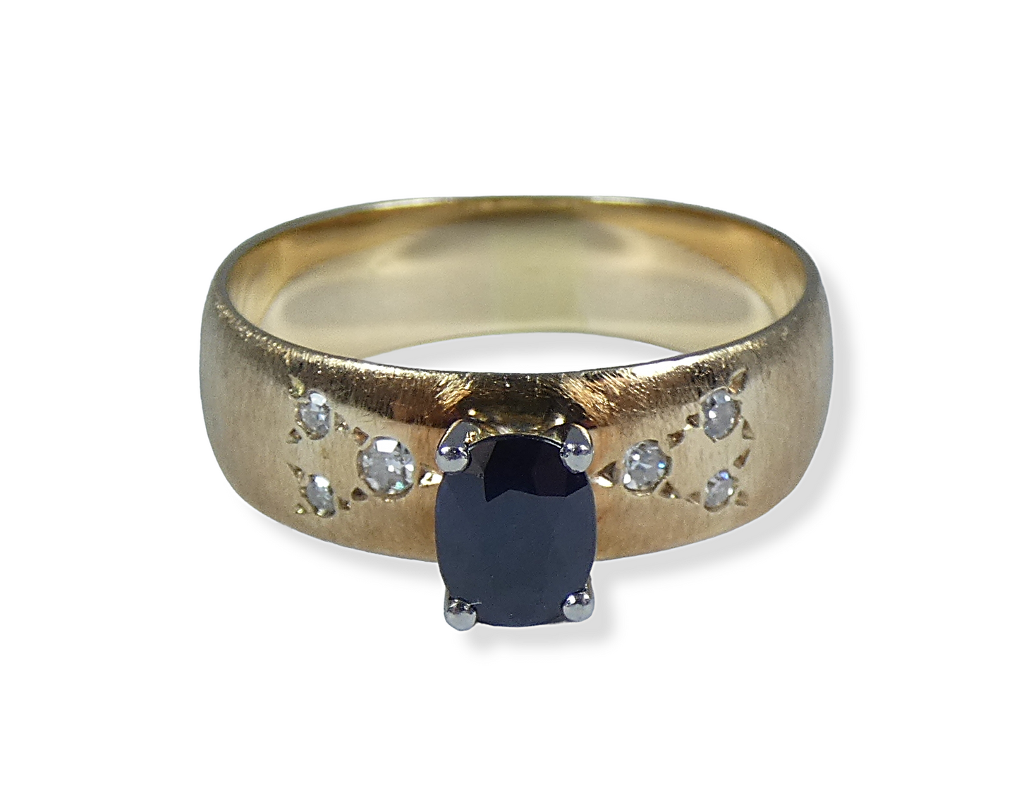 Vintage Solid 18ct Yellow Gold Natural Sapphire Diamond Dress Ring Size 6.5 M 52