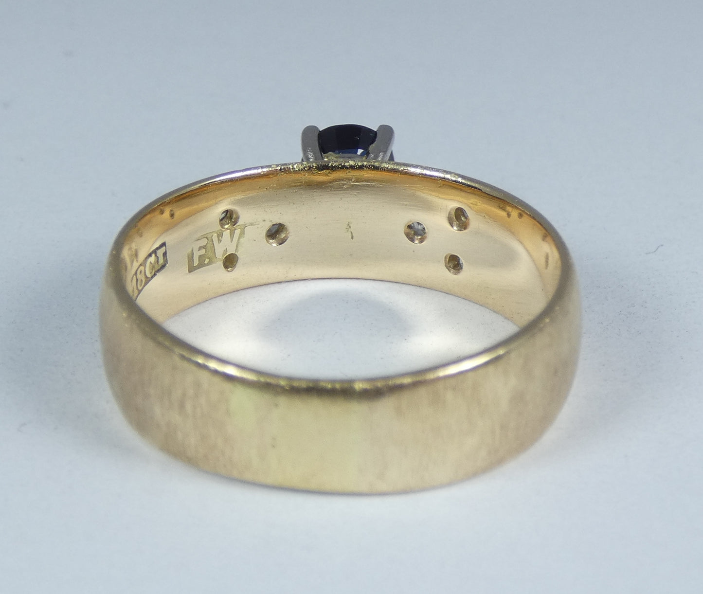 Vintage Solid 18ct Yellow Gold Natural Sapphire Diamond Dress Ring Size 6.5 M 52