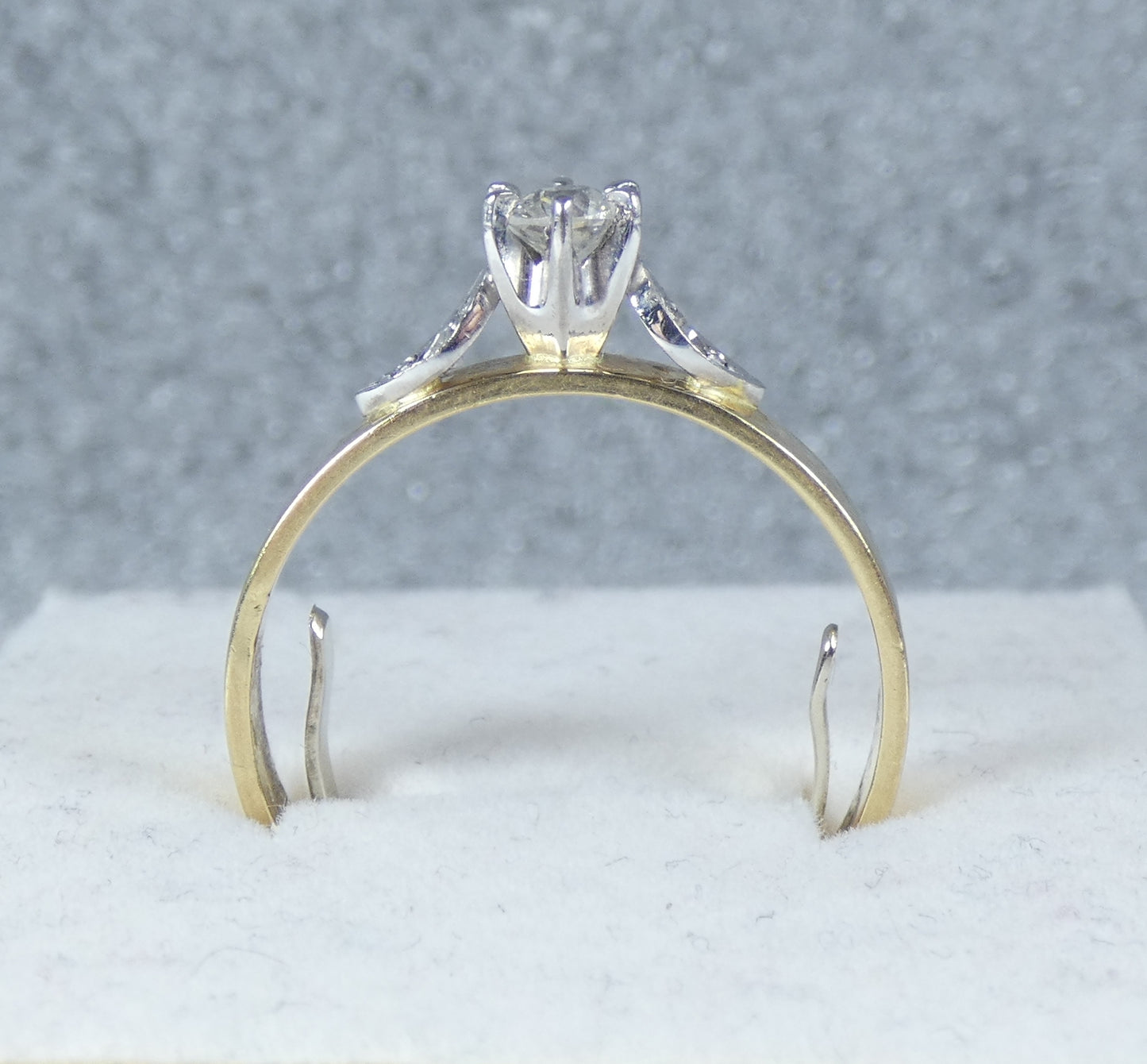 Vintage Solid 18ct Yellow Gold Platinum Diamond Engagement Band Ring Size 8 P 56
