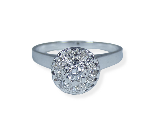 Solid 18ct White Gold & .25ct Diamond Engagement Dress Band Ring Size 8.5 Q 58