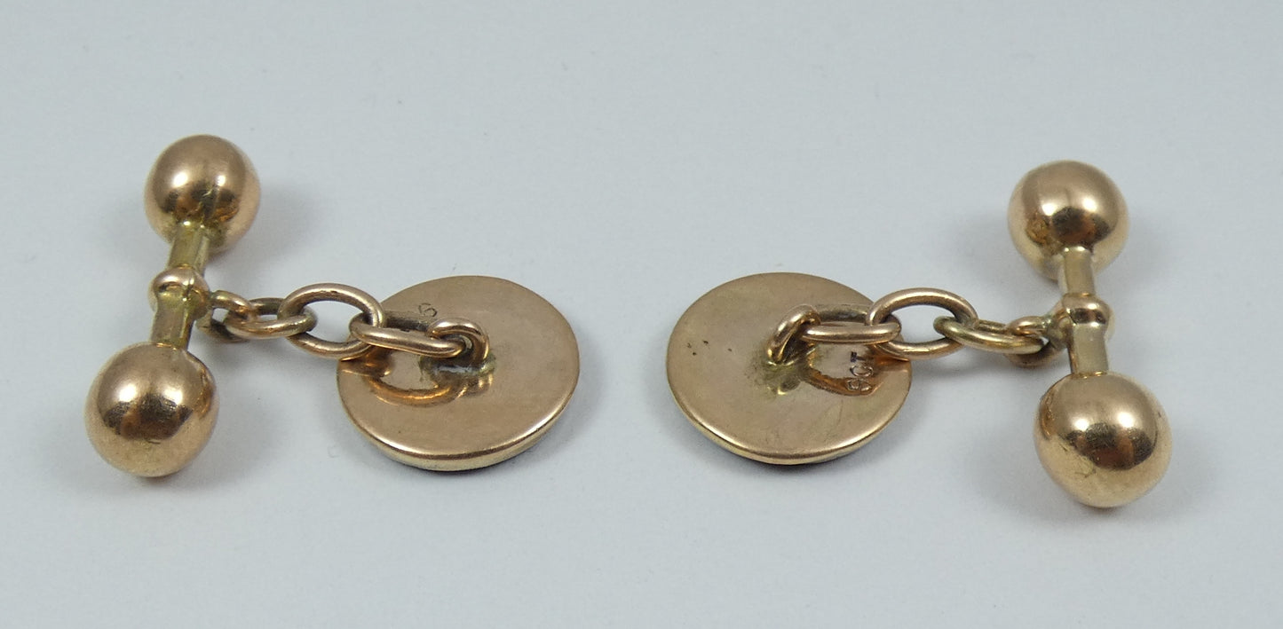 Vintage Large 9ct Yellow Gold Black Onyx 3pc Mens Signet Ring Cufflink Set 59 R