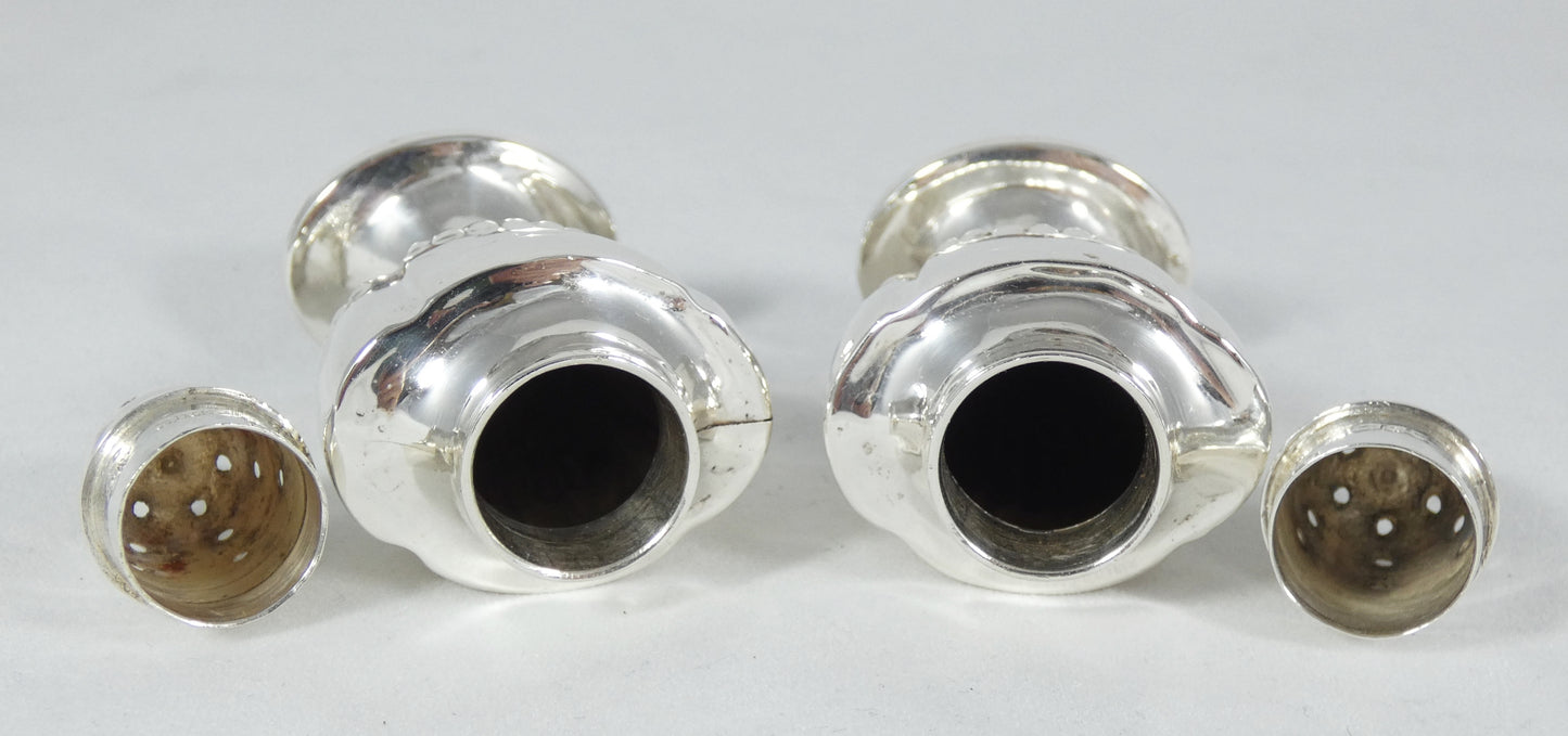 Antique Victorian 1898 Pair of Sterling Silver Pepperettes Pepper Salt Shakers