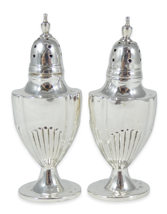 Antique Victorian 1898 Pair of Sterling Silver Pepperettes Pepper Salt Shakers
