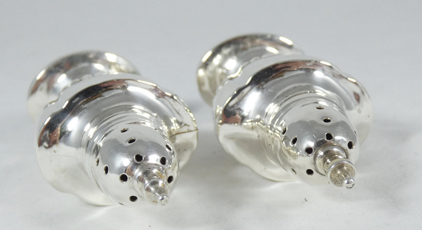 Antique Victorian 1898 Pair of Sterling Silver Pepperettes Pepper Salt Shakers