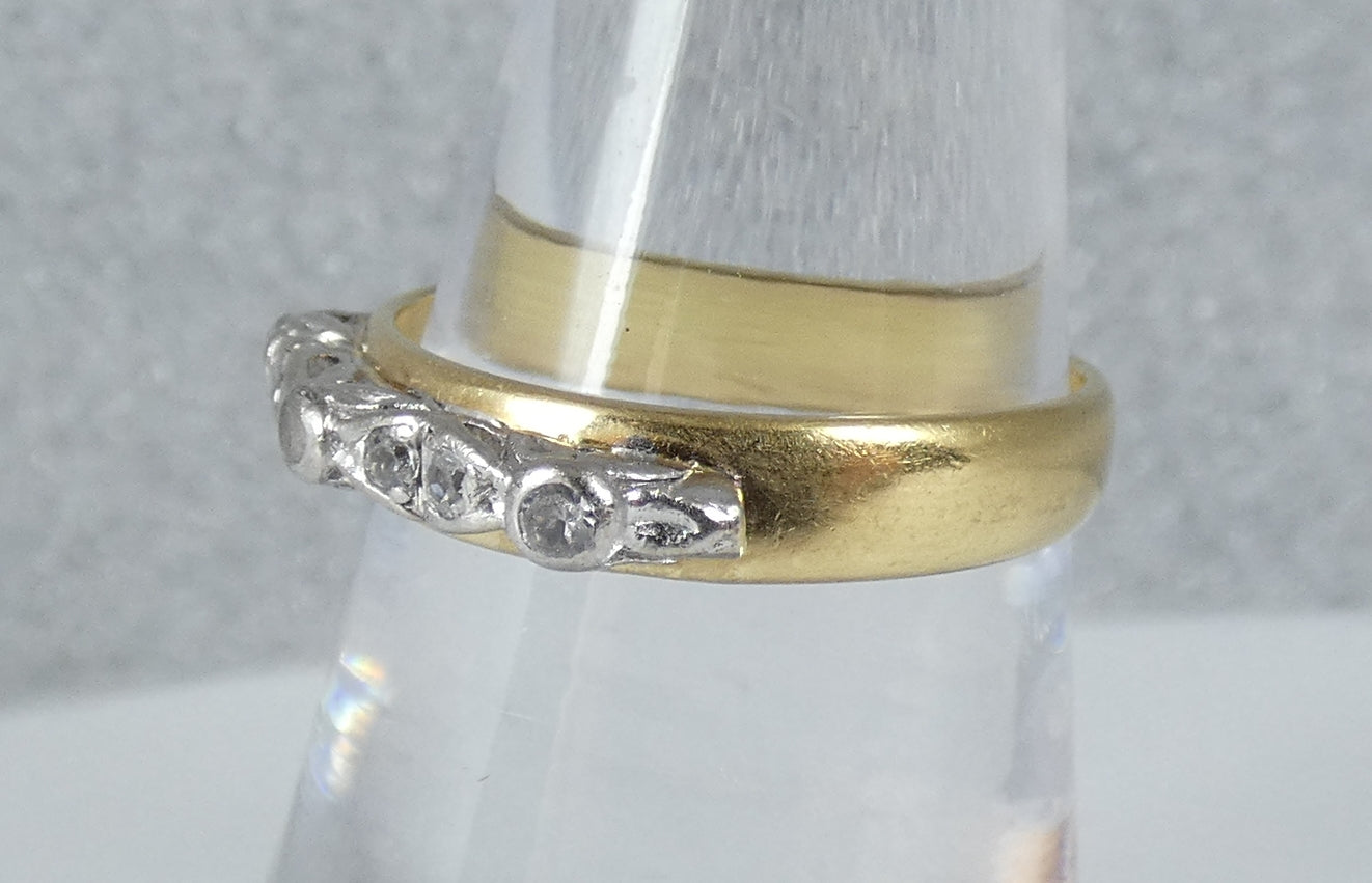 Antique Art Deco Solid 18ct Yellow Gold White Stone Dress Ring Size 7.5 O 55 750