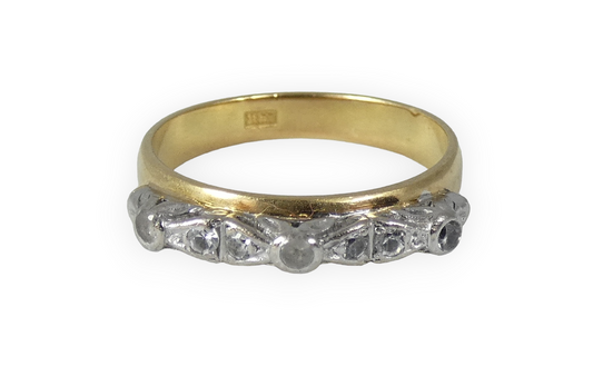 Antique Art Deco Solid 18ct Yellow Gold White Stone Dress Ring Size 7.5 O 55 750
