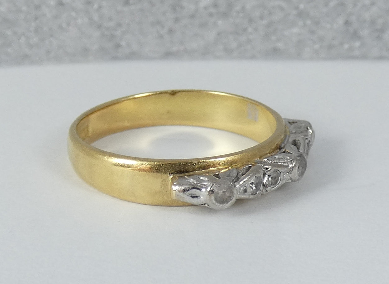 Antique Art Deco Solid 18ct Yellow Gold White Stone Dress Ring Size 7.5 O 55 750