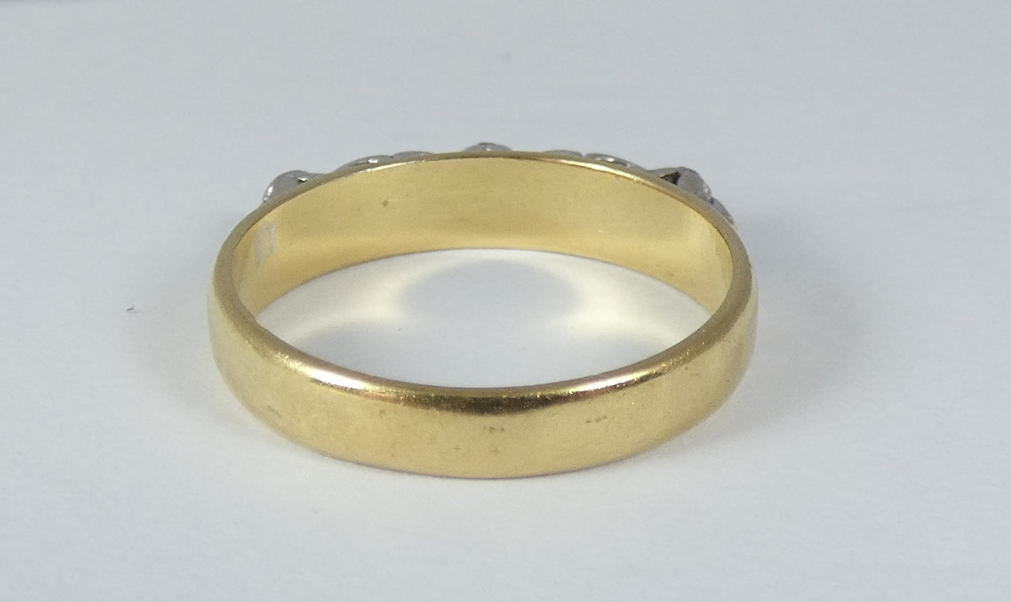 Antique Art Deco Solid 18ct Yellow Gold White Stone Dress Ring Size 7.5 O 55 750