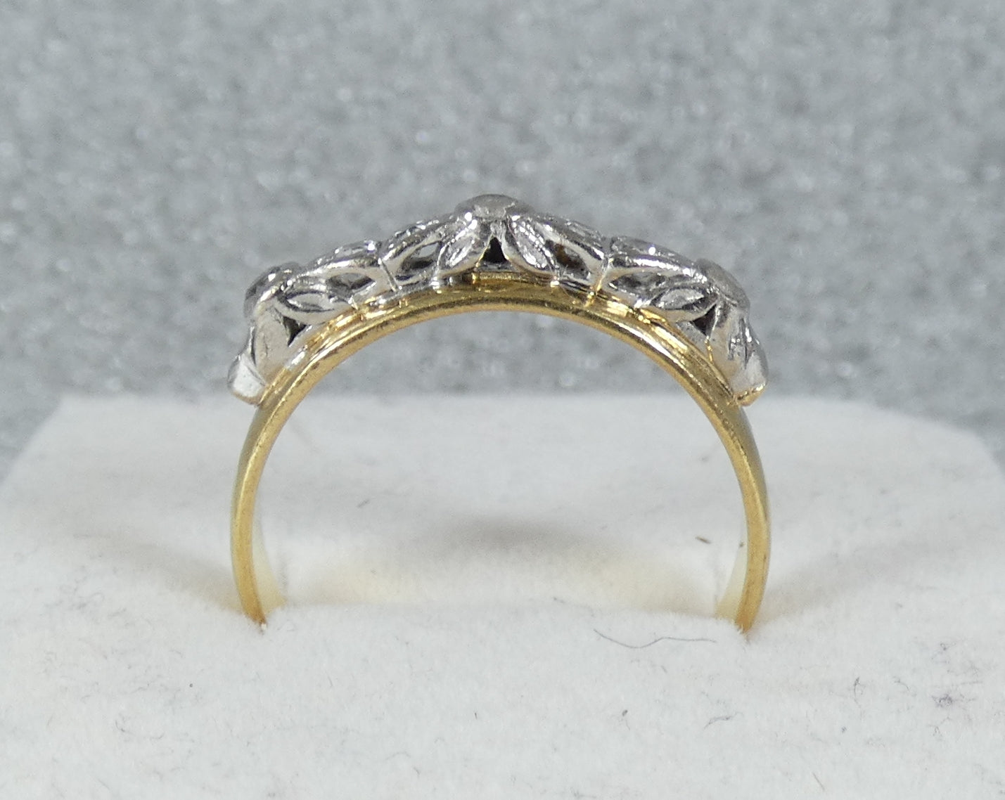 Antique Art Deco Solid 18ct Yellow Gold White Stone Dress Ring Size 7.5 O 55 750