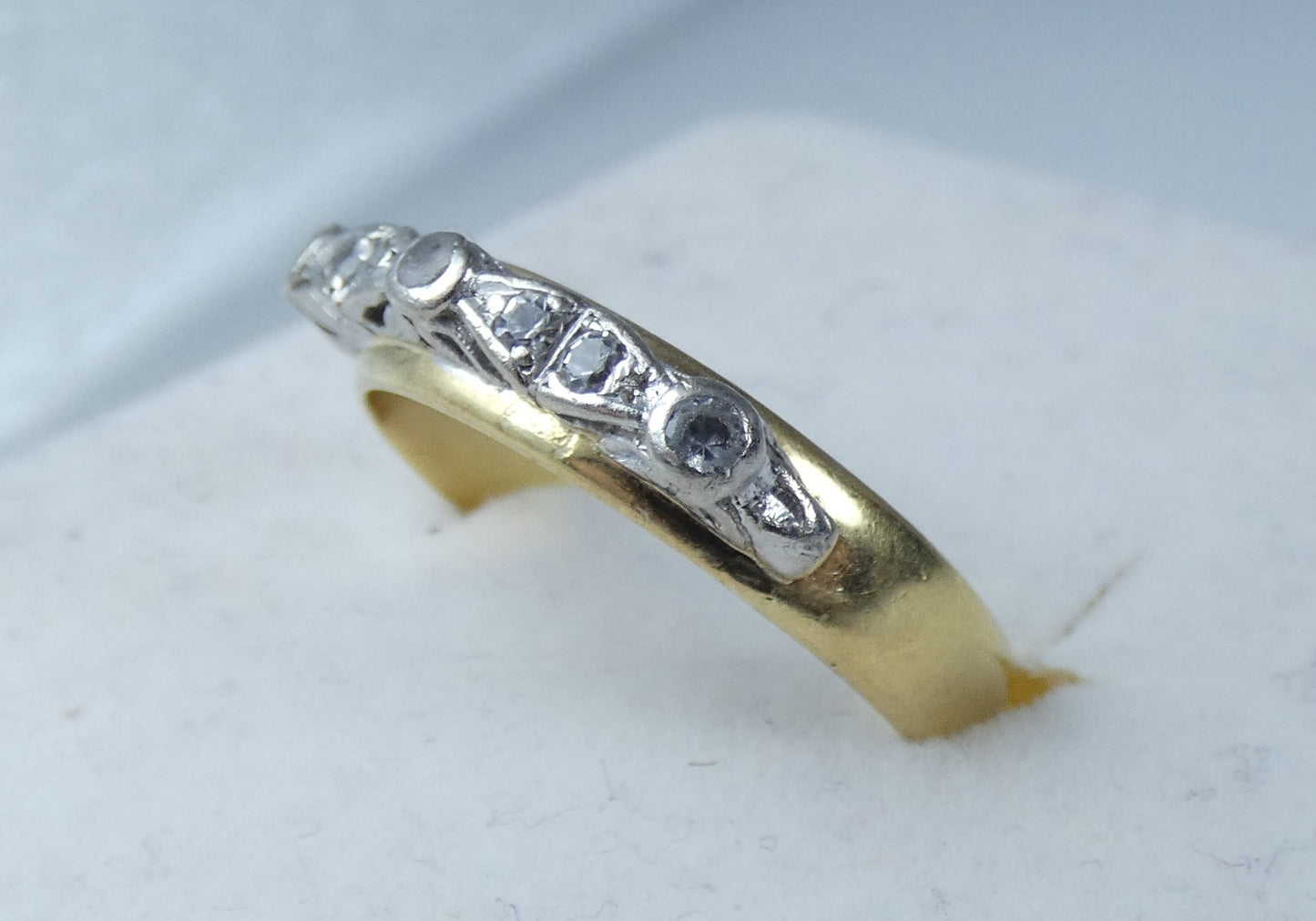 Antique Art Deco Solid 18ct Yellow Gold White Stone Dress Ring Size 7.5 O 55 750