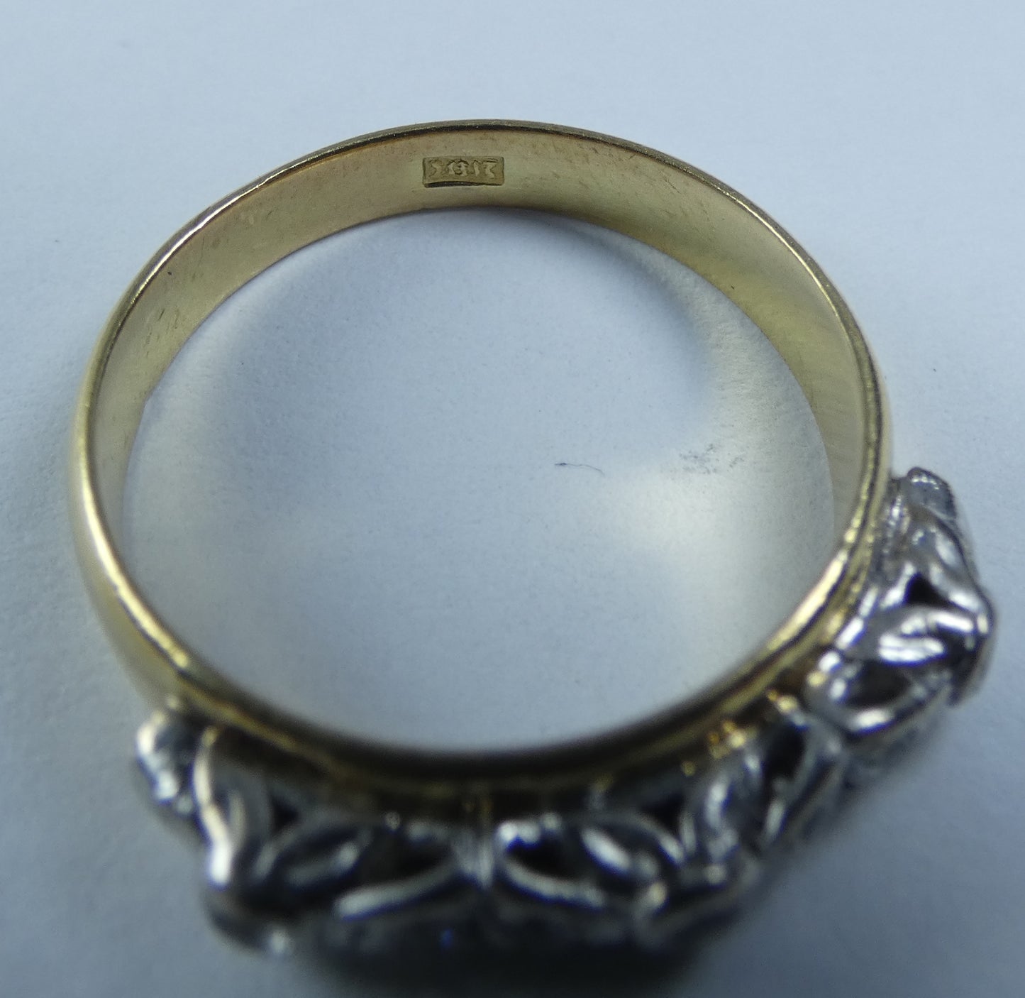Antique Art Deco Solid 18ct Yellow Gold White Stone Dress Ring Size 7.5 O 55 750