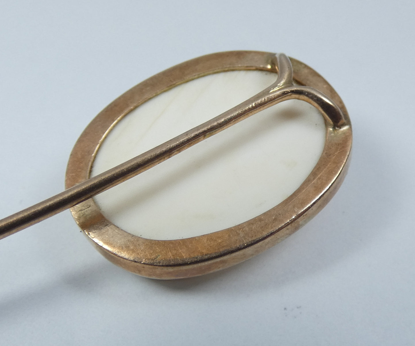 Antique Edwardian Solid 9ct Gold Large 95mm Conch Shell Cameo Stick Hat Pin Lady