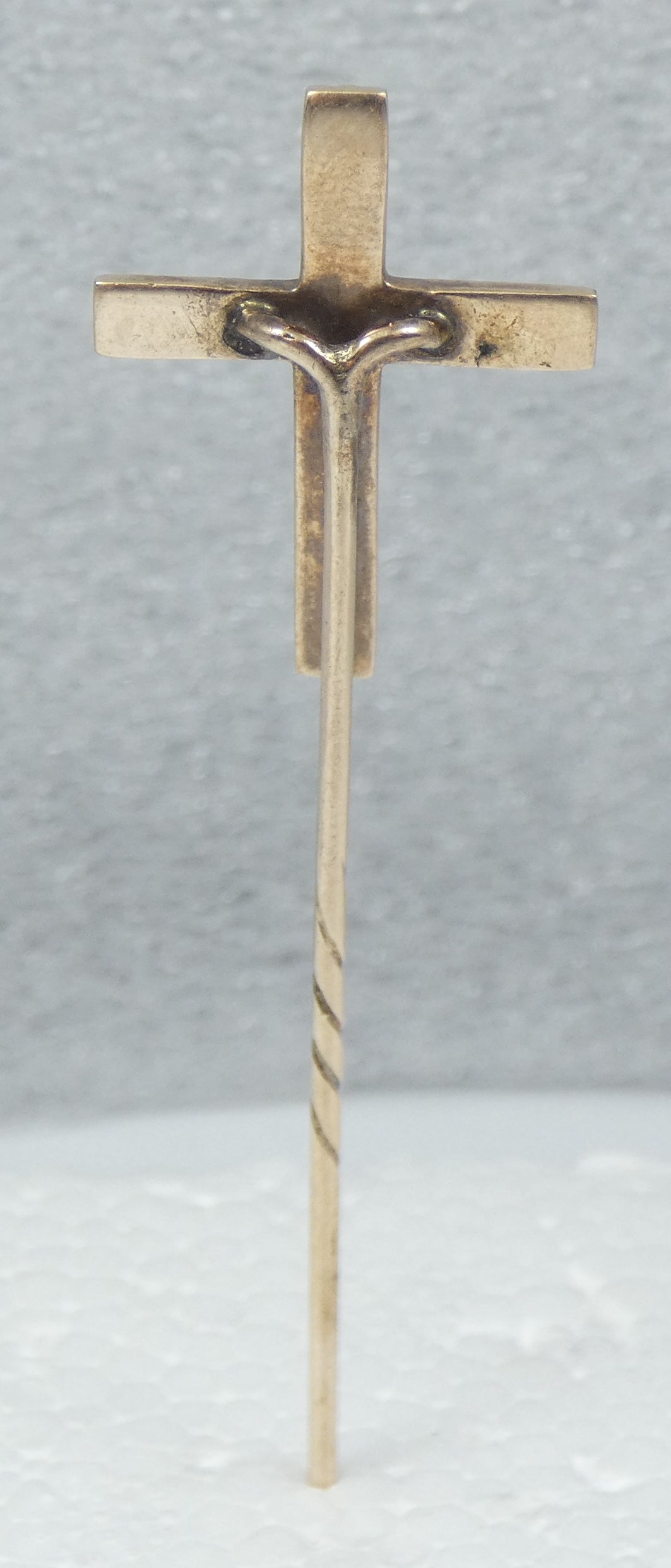Antique Edwardian 1900 Solid 9ct Gold & Pearl Crucifix Cross Hat Stick Hair Pin