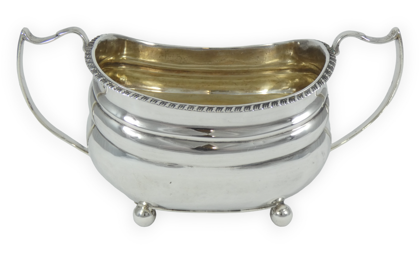 Antique Georgian 1814 Sterling Silver Large Sugar Bowl Twin Handle Tea Set RP