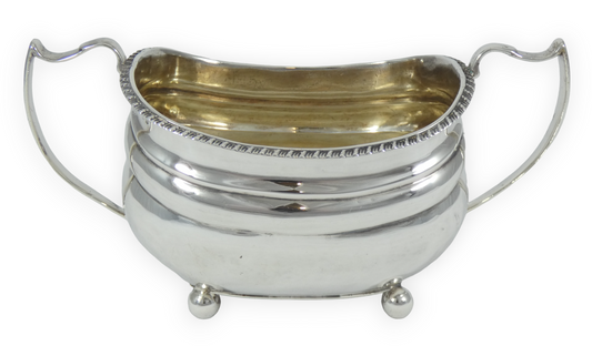 Antique Georgian 1814 Sterling Silver Large Sugar Bowl Twin Handle Tea Set RP