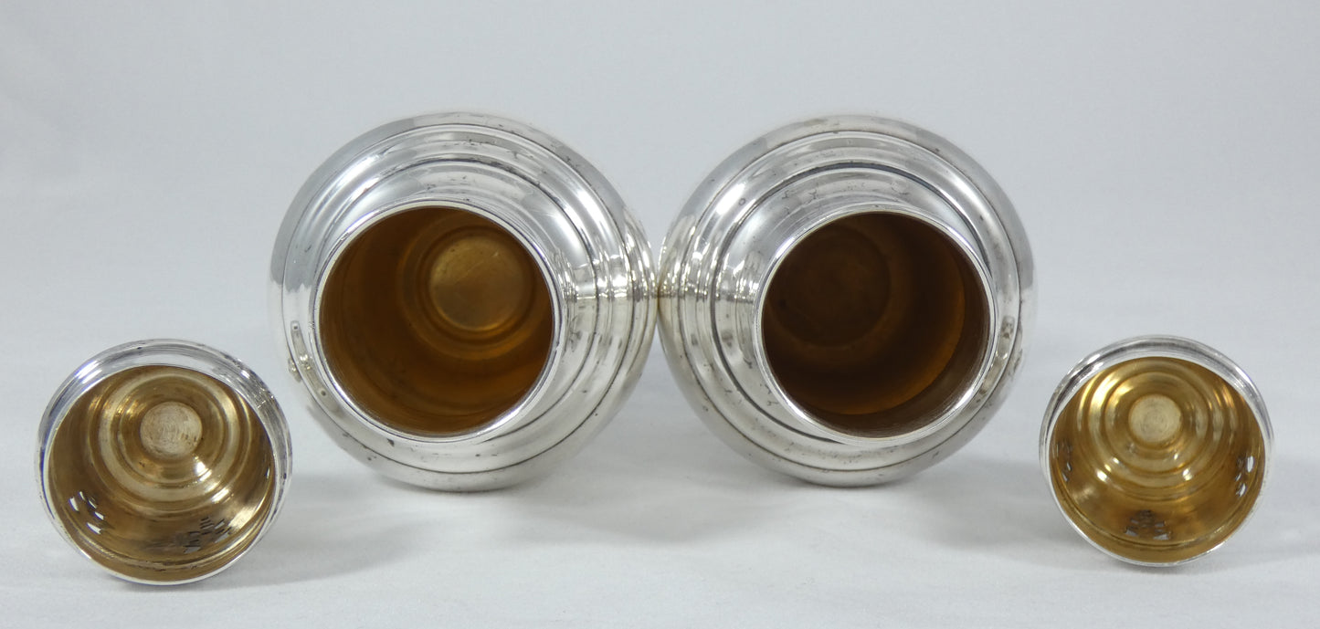 Antique Pair Victorian 1894 Sterling Silver Sugar Casters Shakers Sifters Castor