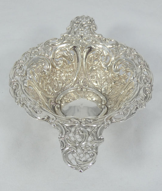 Antique Edwardian 1912 Sterling Silver Bon Bon Lolly Dish Bowl Plate Repousse HM