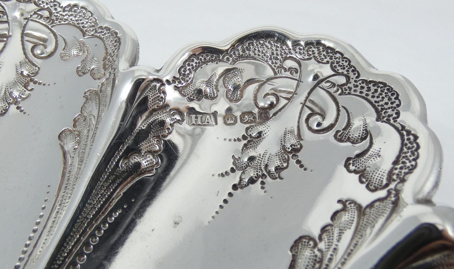 Antique Victorian 1895 Pair of Sterling Silver Bon Bon Lolly Bowls Dish Plate HA