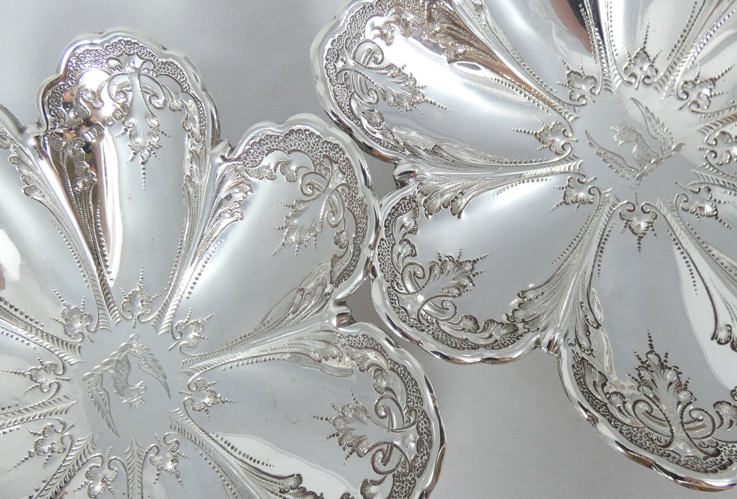 Antique Victorian 1895 Pair of Sterling Silver Bon Bon Lolly Bowls Dish Plate HA