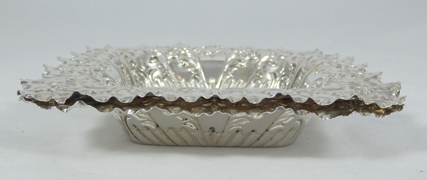 Antique Victorian 1897 Pair of Sterling Silver Bon Bon Lolly Bowls Dish Plate FB