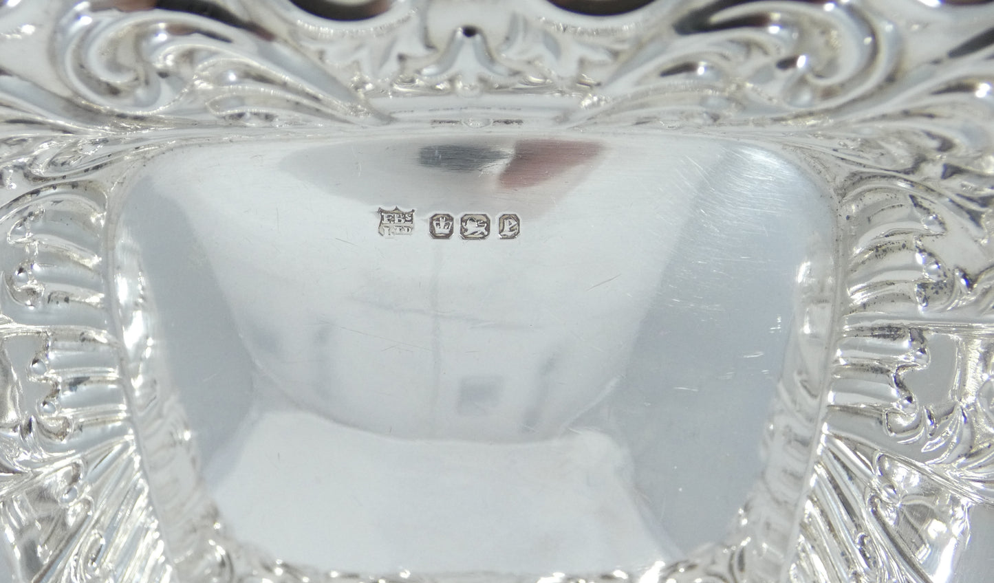 Antique Victorian 1897 Pair of Sterling Silver Bon Bon Lolly Bowls Dish Plate FB