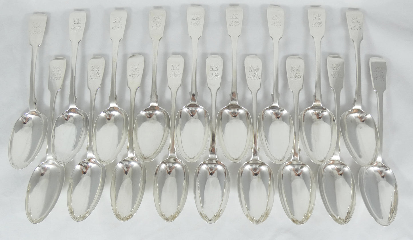 Antique Victorian 1845 Sterling Silver 84p Cutlery Set Fiddleback Newcastle 4.8k