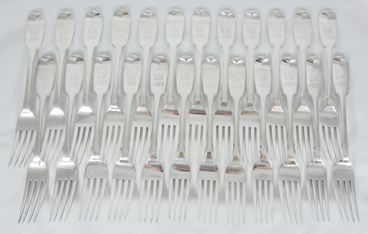 Antique Victorian 1845 Sterling Silver 84p Cutlery Set Fiddleback Newcastle 4.8k