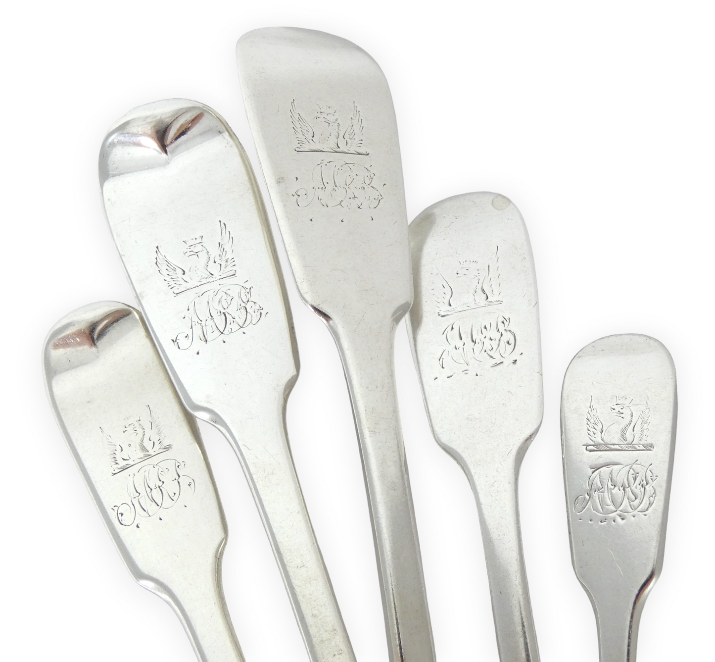 Antique Victorian 1845 Sterling Silver 84p Cutlery Set Fiddleback Newcastle 4.8k