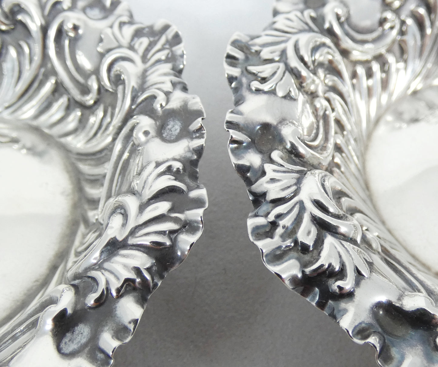 Antique Victorian 1897 Pair of Sterling Silver Bon Bon Lolly Dishes Bowls Dish