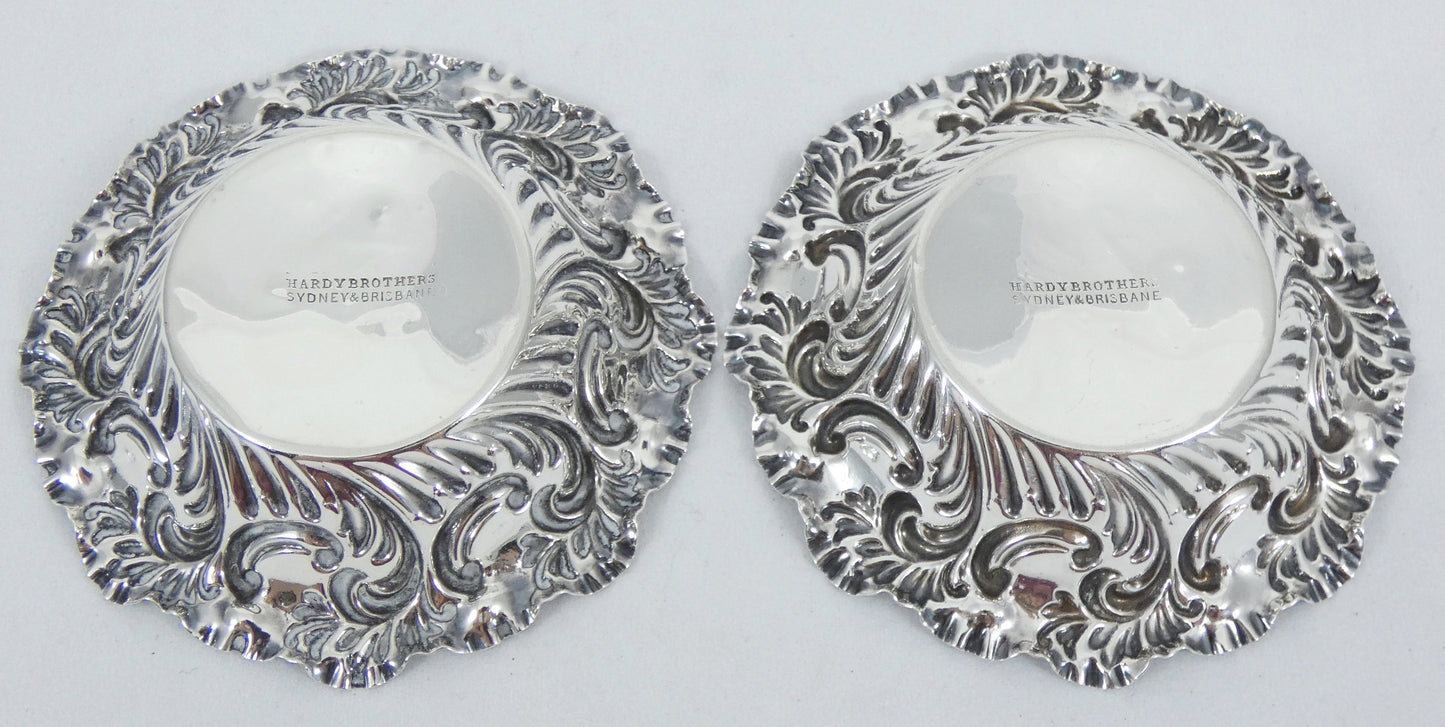 Antique Victorian 1897 Pair of Sterling Silver Bon Bon Lolly Dishes Bowls Dish