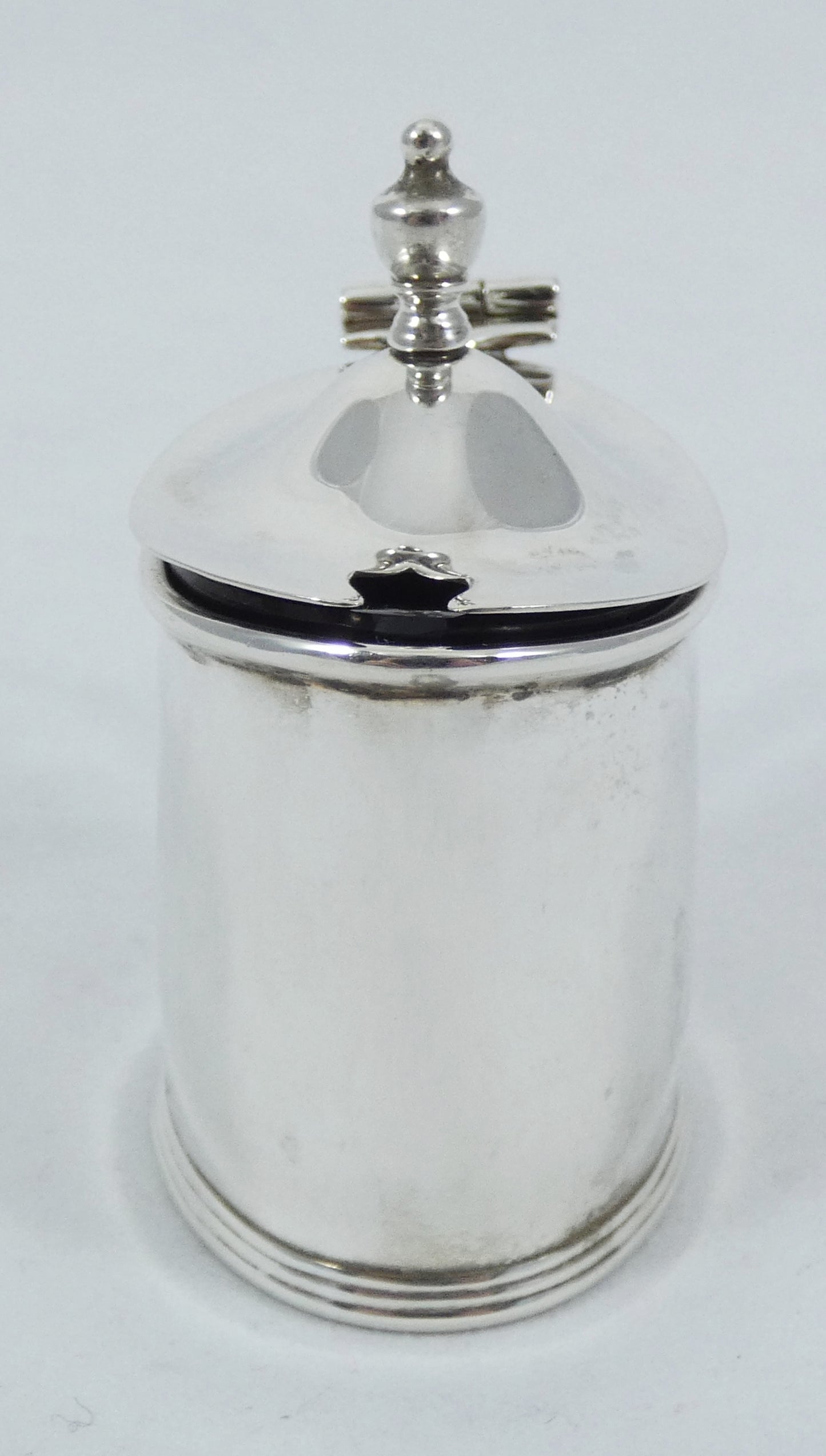 Antique Art Deco 1920 Sterling Silver Blue Glass Mustard Pot Bowl Dish Cruet Set