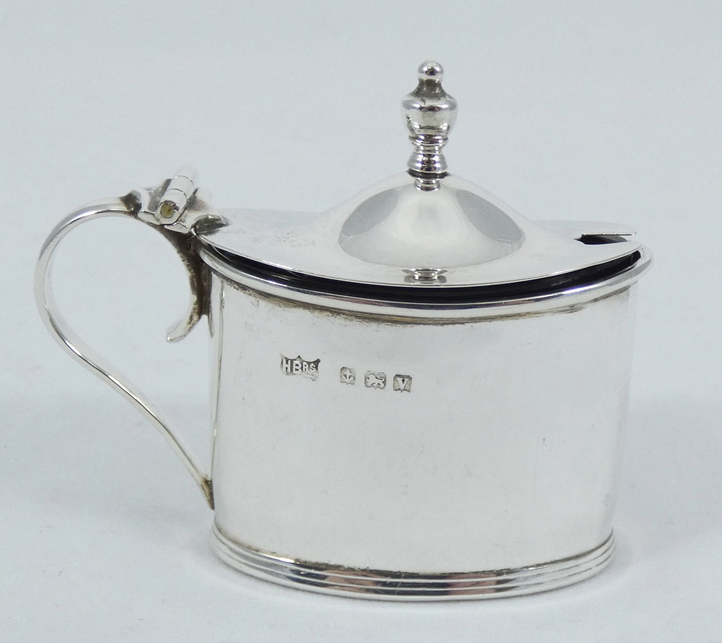 Antique Art Deco 1920 Sterling Silver Blue Glass Mustard Pot Bowl Dish Cruet Set