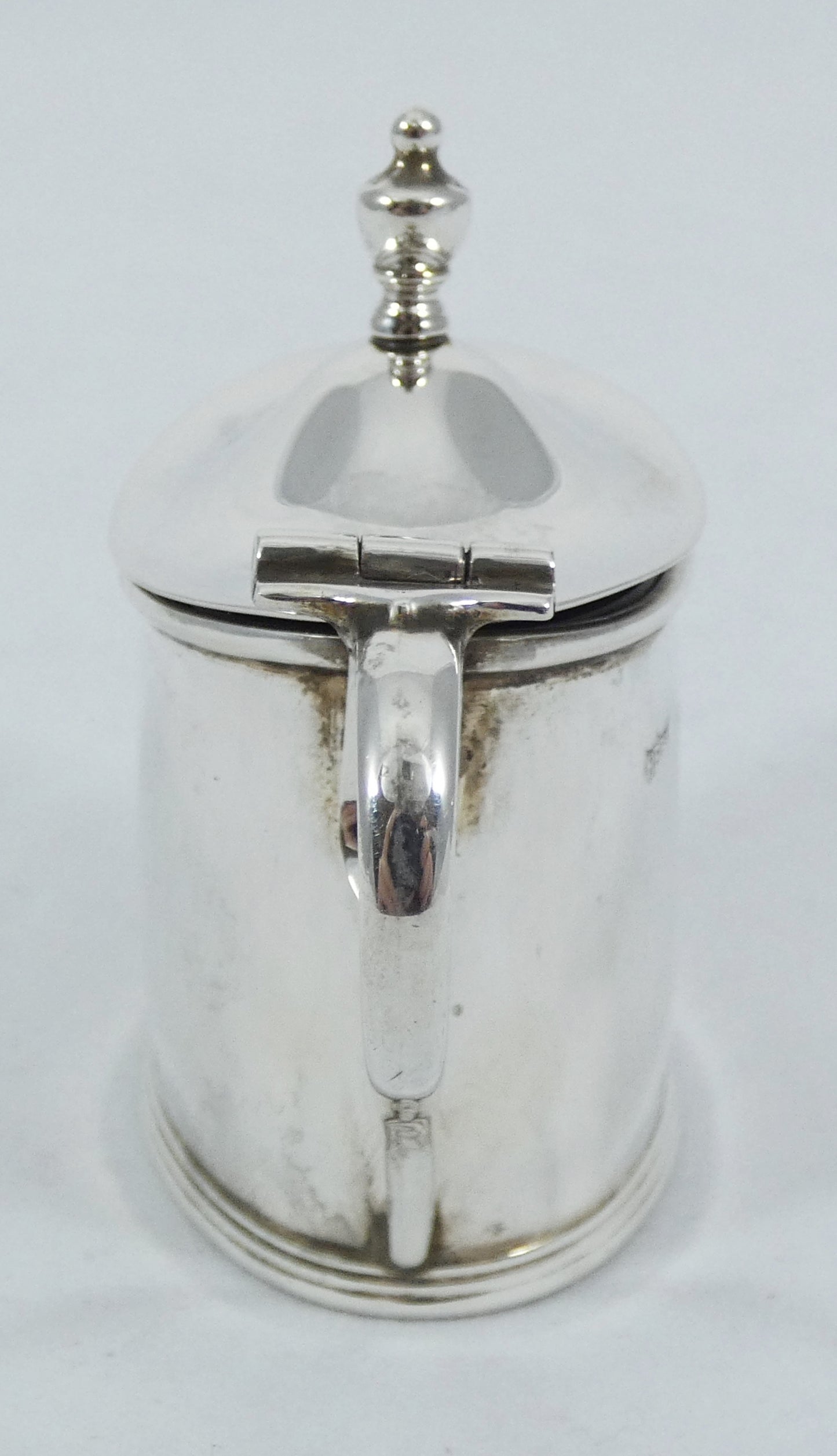 Antique Art Deco 1920 Sterling Silver Blue Glass Mustard Pot Bowl Dish Cruet Set