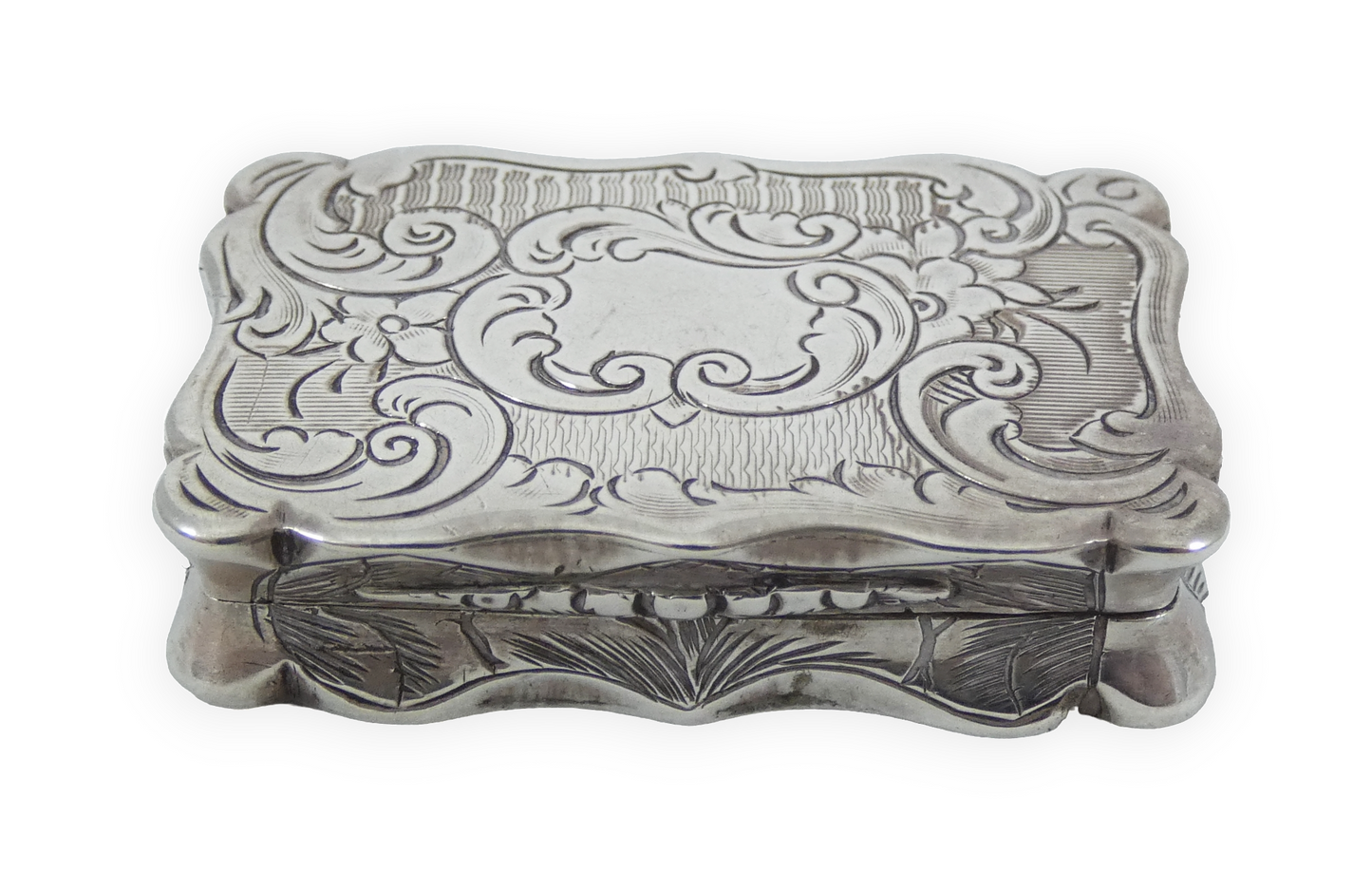 Antique Victorian 1853 Sterling Silver Vinaigrette Scent Pill Box & Grille Case