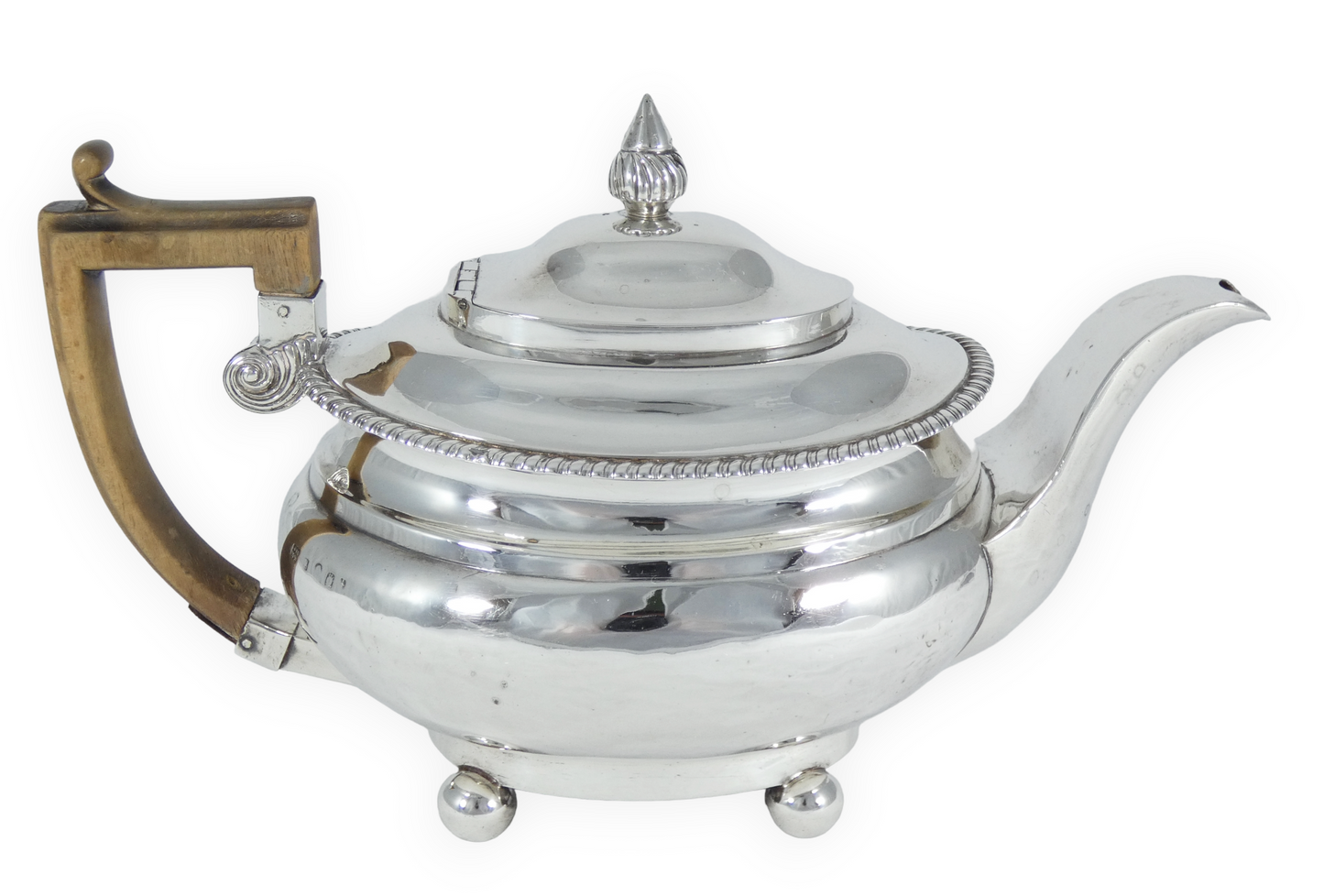 Antique Georgian 1820 Rare York Sterling Silver Teapot Tea Pot Barber & Whitwell