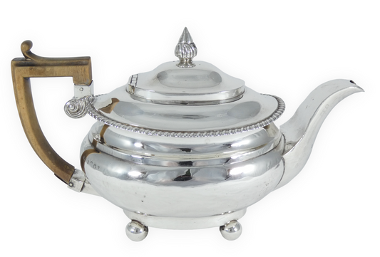 Antique Georgian 1820 Rare York Sterling Silver Teapot Tea Pot Barber & Whitwell